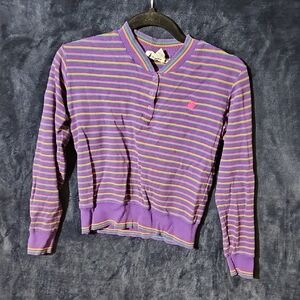 Gloria Vanderbilt Purple Multicolor Striped Top